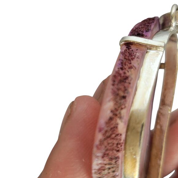 Pink Agate Slice Pendant – Sterling Silver Handmade 2.5" Crystal Necklace - Picture 6 of 10